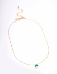 Gold & Green Mushroom Pendant Necklace - link has visual effect only