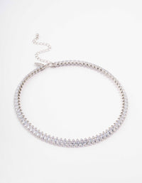 Silver Cubic Zirconia Navette Stone Choker - link has visual effect only