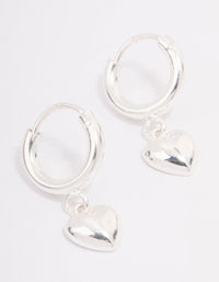 Sterling Silver Chubby Heart Hoop Earrings - link has visual effect only