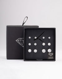 Silver Classic Round Cubic Zirconia Earring 6-Pack - link has visual effect only