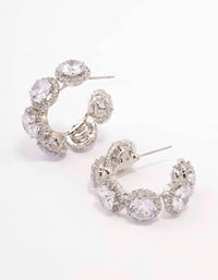 Silver Round Cubic Zirconia Small Hoop Earrings - link has visual effect only