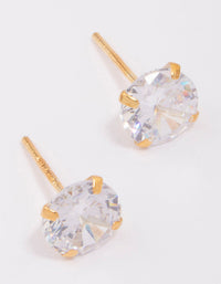 Gold Plated Sterling Silver Cubic Zirconia Stud Earrings - link has visual effect only