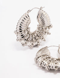 Silver Diamante Wrapped Chubby Hoop Earrings - link has visual effect only