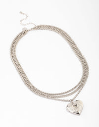Silver Chain Set Heart Pendant Necklace - link has visual effect only