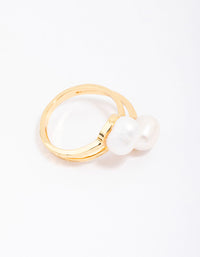 Gold Plated Double Pearl Wrapped Ring - link has visual effect only