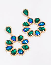 Gold Colourful Round Stone Drop Earrings - link has visual effect only