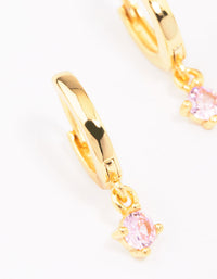 Gold Plated Sterling Silver Cubic Zirconia Charm Hoop Earrings - link has visual effect only