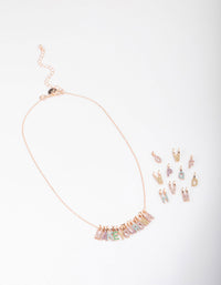 Kids Rose Gold Glitter Letter Make Your Own Necklace Charm Set - link has visual effect only