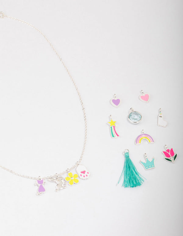 Kids Silver Make Your Own DIY Easter Bunny Charm Necklace