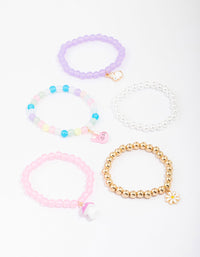 Kids Easter Bunny Flower Stretch Beaded Bracelets 5-Pack - link has visual effect only