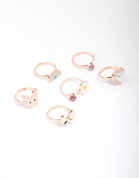 Kids Rose Gold Easter Bunny Bow Ring 6-Pack - link has visual effect only
