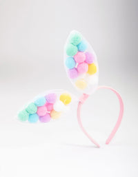 Kids Fabric Pom Pom Bunny Ear Headband - link has visual effect only
