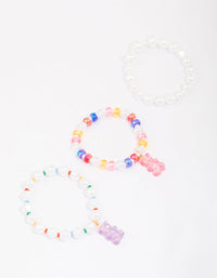 Kids Mixed Pearl & Beaded Charm Bracelet 3-Pack - link has visual effect only