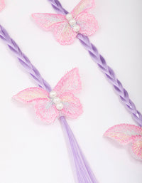 Kids Lilac Faux Hair Extension Butterfly Hair Clip - link has visual effect only