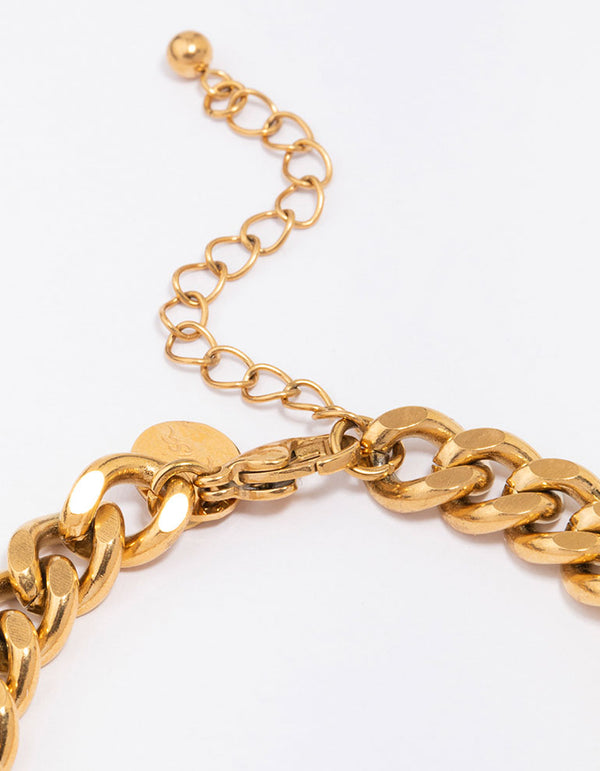 Waterproof Gold Plated Stainless Steel Curb Chain Bracelet