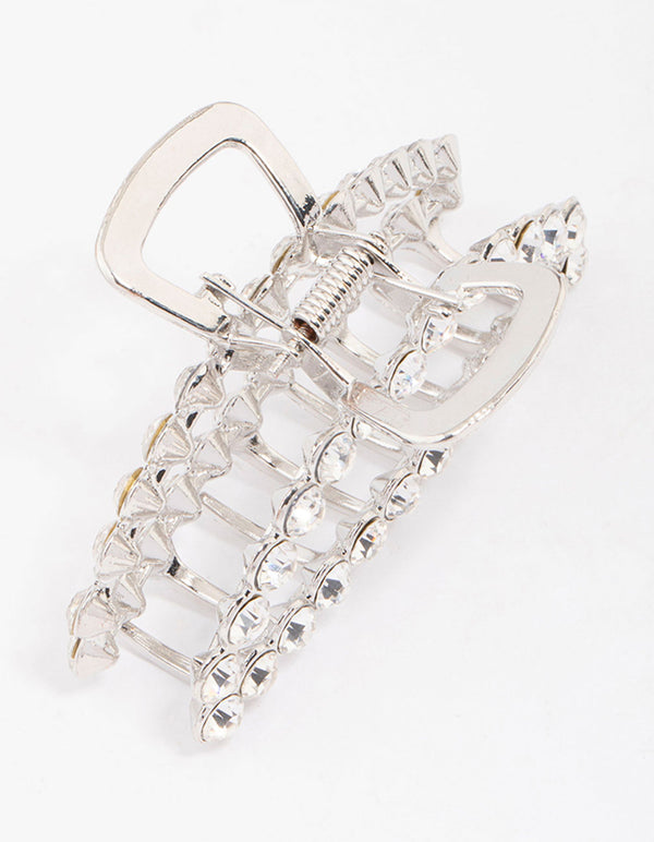 Silver Diamante Arched Hair Claw Clip