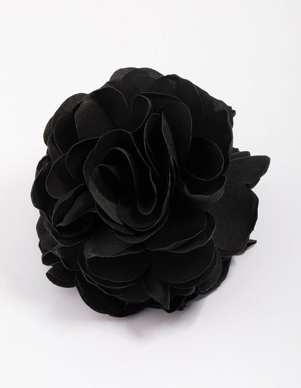 Black Fabric Flower Hair Claw Clip