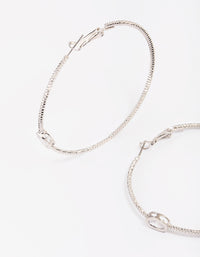 Silver Textural Oval Cubic Zirconia Hoop Earrings - link has visual effect only