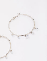 Silver Cubic Zirconia Dangle Hoop Earrings - link has visual effect only