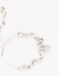 Antique Silver Snake Diamante Medium Hoop Earrings - link has visual effect only