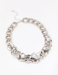 Rhodium Chunky Short Chain Necklace - link has visual effect only