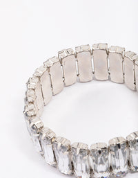 Silver Rectangular Stone Stretch Bracelet - link has visual effect only