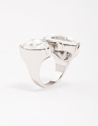Rhodium Double Pear Crystal Ring - link has visual effect only