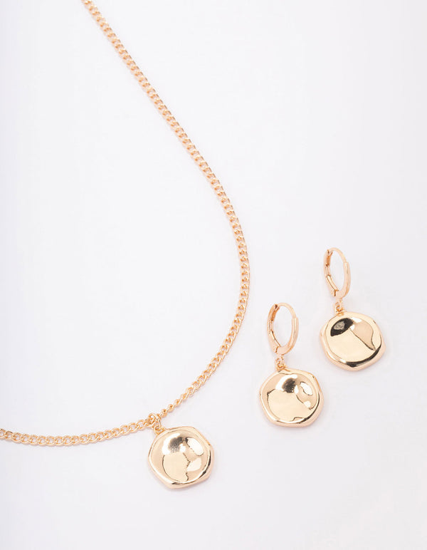 Gold Textured Coin Jewellery Set