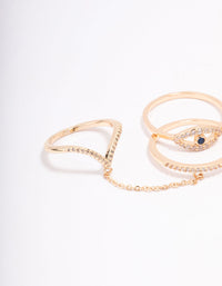 Gold Cubic Zirconia Dainty Ring 4-Pack - link has visual effect only