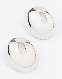 Silver Large Slide Oval Stud Earrings - link has visual effect only