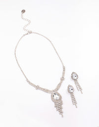 Silver Vintage Diamante Drop Jewellery Set - link has visual effect only