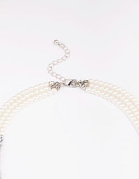 Silver Pearl Facet Layered Necklace - link has visual effect only
