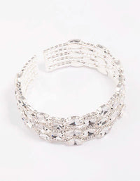 Silver Large Diamante Oval Wrist Cuff - link has visual effect only