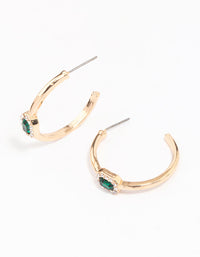 Gold Oval Halo Diamante Hoop Earrings - link has visual effect only