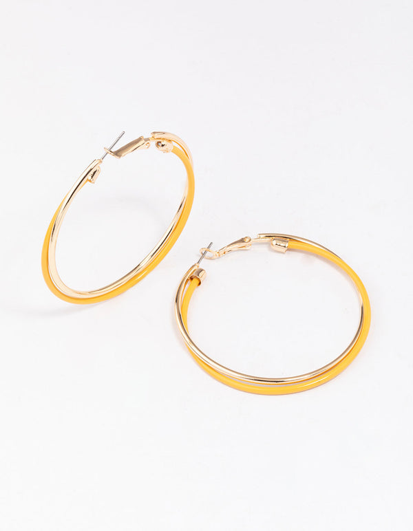 Gold Thin Double Twist Hoop Earrings
