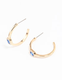 Gold Oval Halo Diamante Hoop Earrings - link has visual effect only