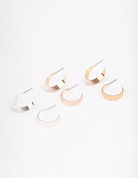 Gold & Silver Solid Hoop Earring 3-Pack - link has visual effect only