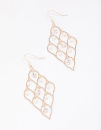 Rose Gold Diamond Cut Out Pearl Drop Earrings - link has visual effect only