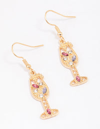 Gold Diamante Champagne Drop Earrings - link has visual effect only