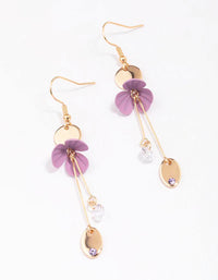 Gold Diamante Disc Flower Drop Earrings - link has visual effect only