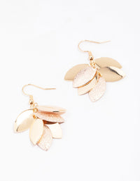 Gold Textured Leaf Drop Earrings - link has visual effect only
