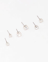 Silver Diamante Square Stud Earring 3-Pack - link has visual effect only
