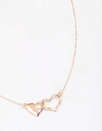 Rose Gold Solid Interlocking Heart Pendant Necklace - link has visual effect only