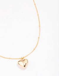 Gold Puffy Heart Ball Chain Pendant Necklace - link has visual effect only