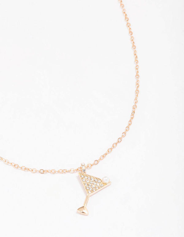 Gold Diamante Cocktail Pendant Necklace