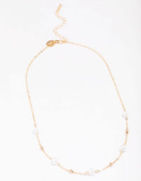 Gold Pearl & Ball Station Necklace - link has visual effect only