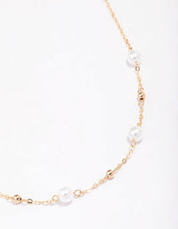 Gold Pearl & Ball Station Necklace - link has visual effect only