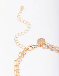 Gold Encased Pearl Link Bracelet - link has visual effect only