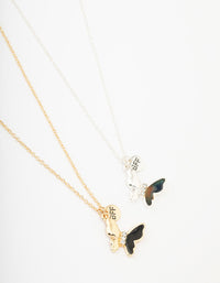 Kids Two-Toned Butterfly Pendant Necklace Pack - link has visual effect only