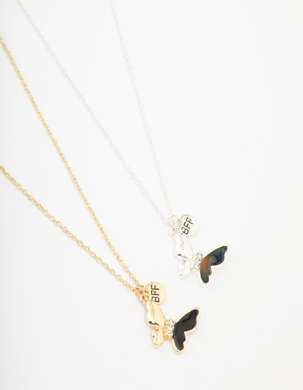 Kids Two-Toned Butterfly Pendant Necklace Pack